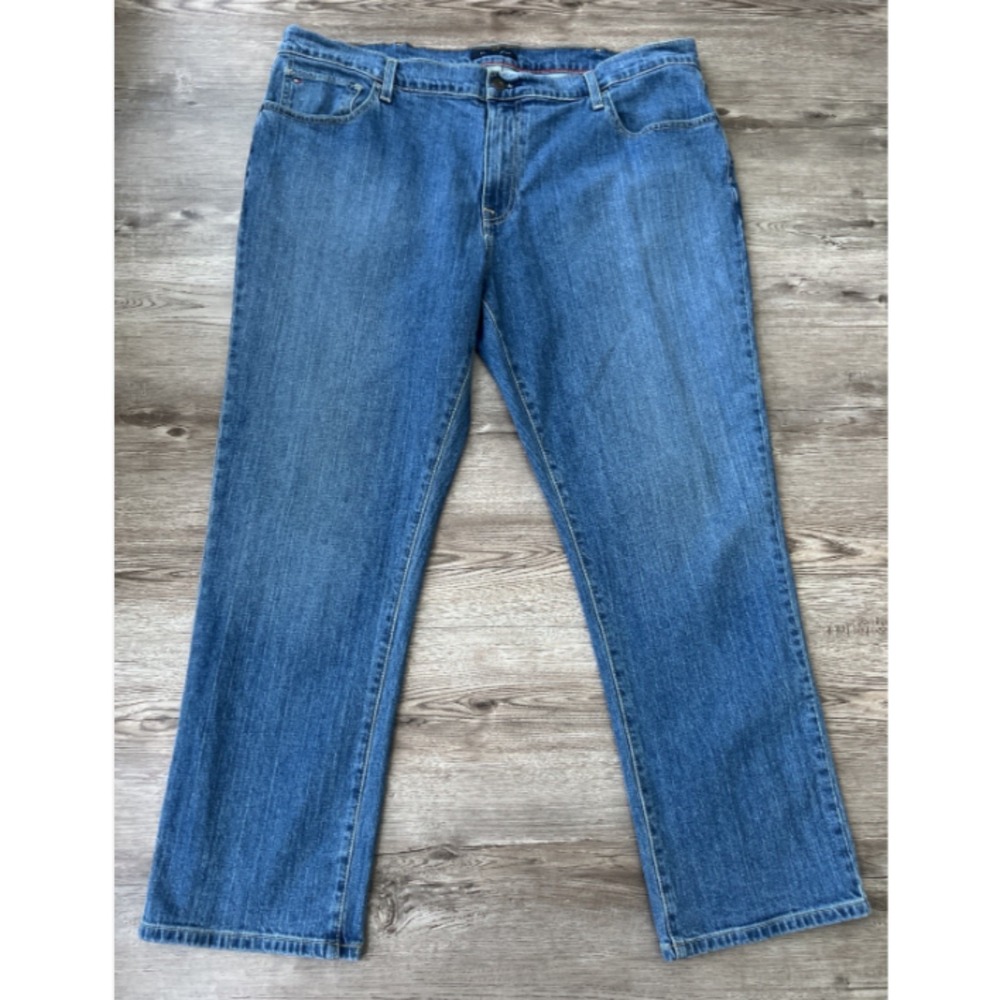 Tommy Hilfiger Straight Fit Jeans Mens 40x30 Medium Wash Blue Denim Stretch
